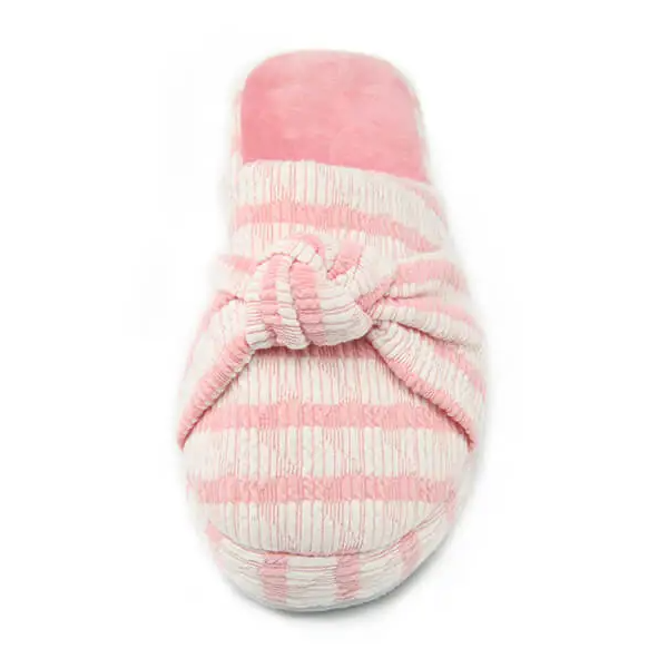 Cotton stripe jersey house slipper with bow