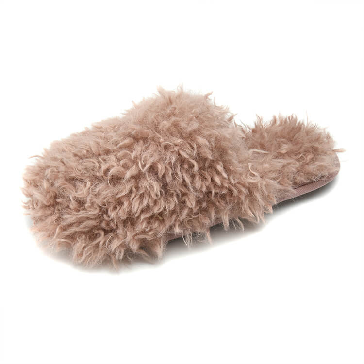 Warm colorful teddy fur indoor slipper for women