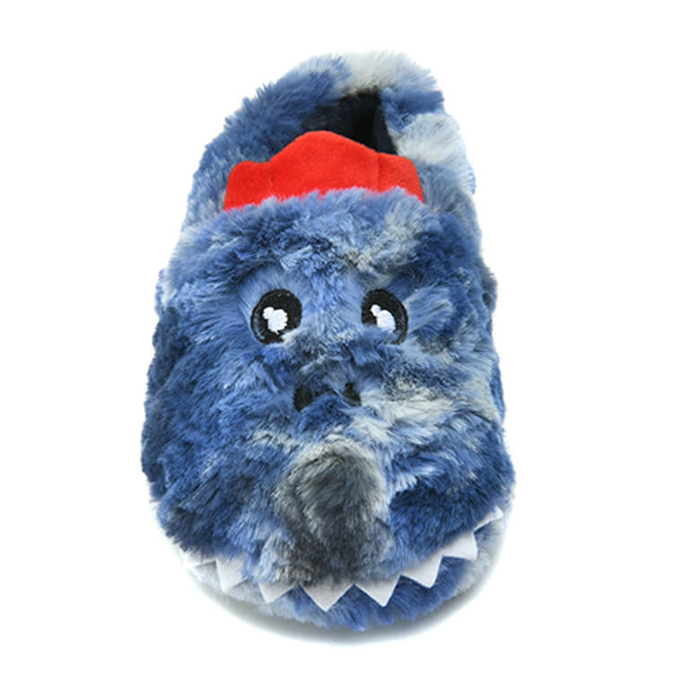 Cute blue fur embroidery slippers for kids