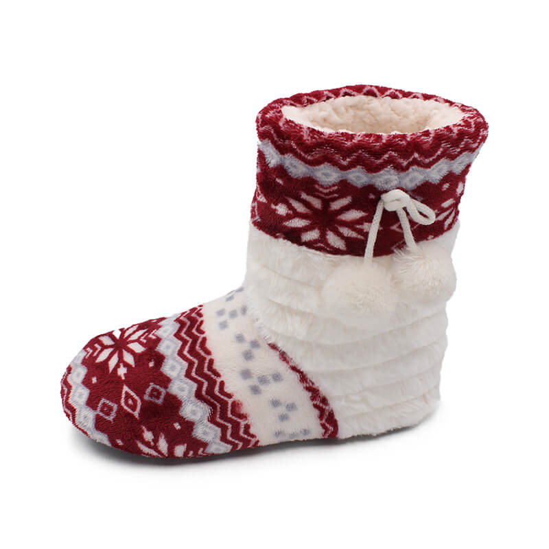 Christmas high top boots slipper with plush lining