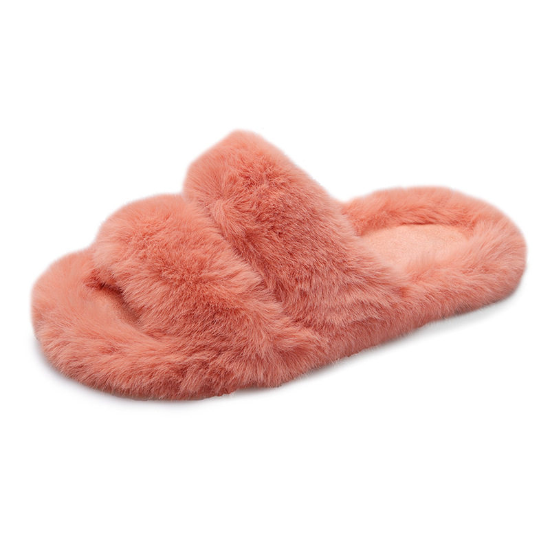 Ladies' fancy tie-dye furry soft open toes plush slippers