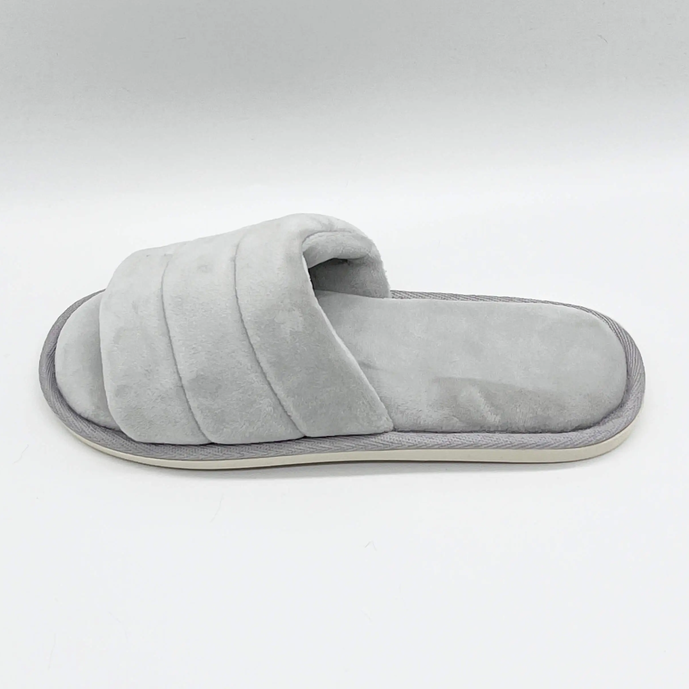 Soft open toe cozy plush daily-use house slippers for ladies