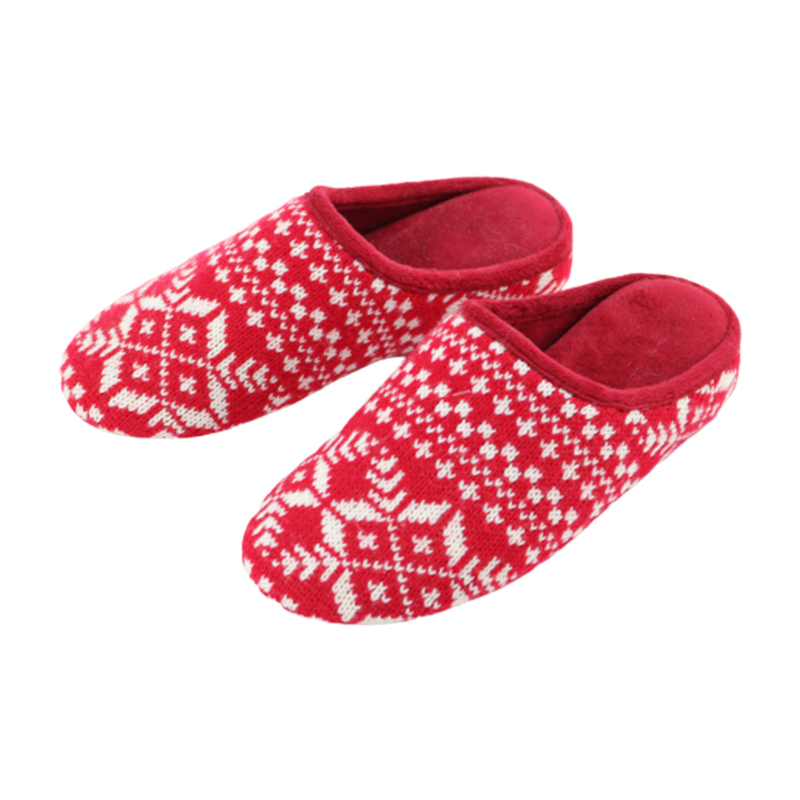 Women comfort red knitted memory foam house indoor slippers