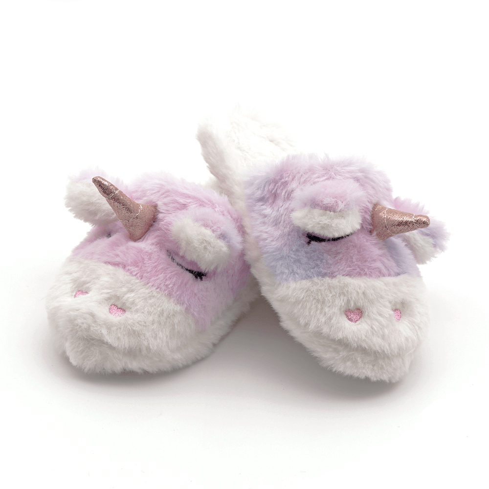 Cute Faux Fur Unicorn Kids Indoor Slippers