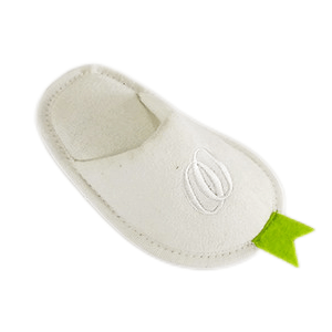 White suede fabric house slipper with embroidery