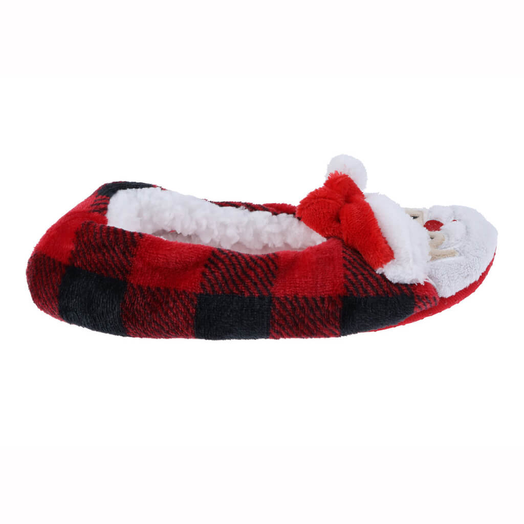 Women's buffalo plaid Santa printed slipper socks