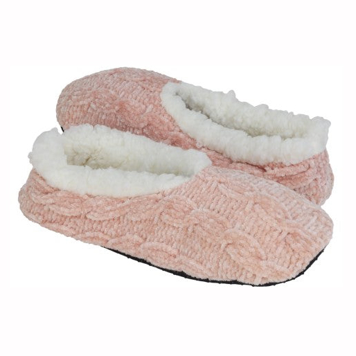 Ladies' cable knit chenille pull-on slipper socks