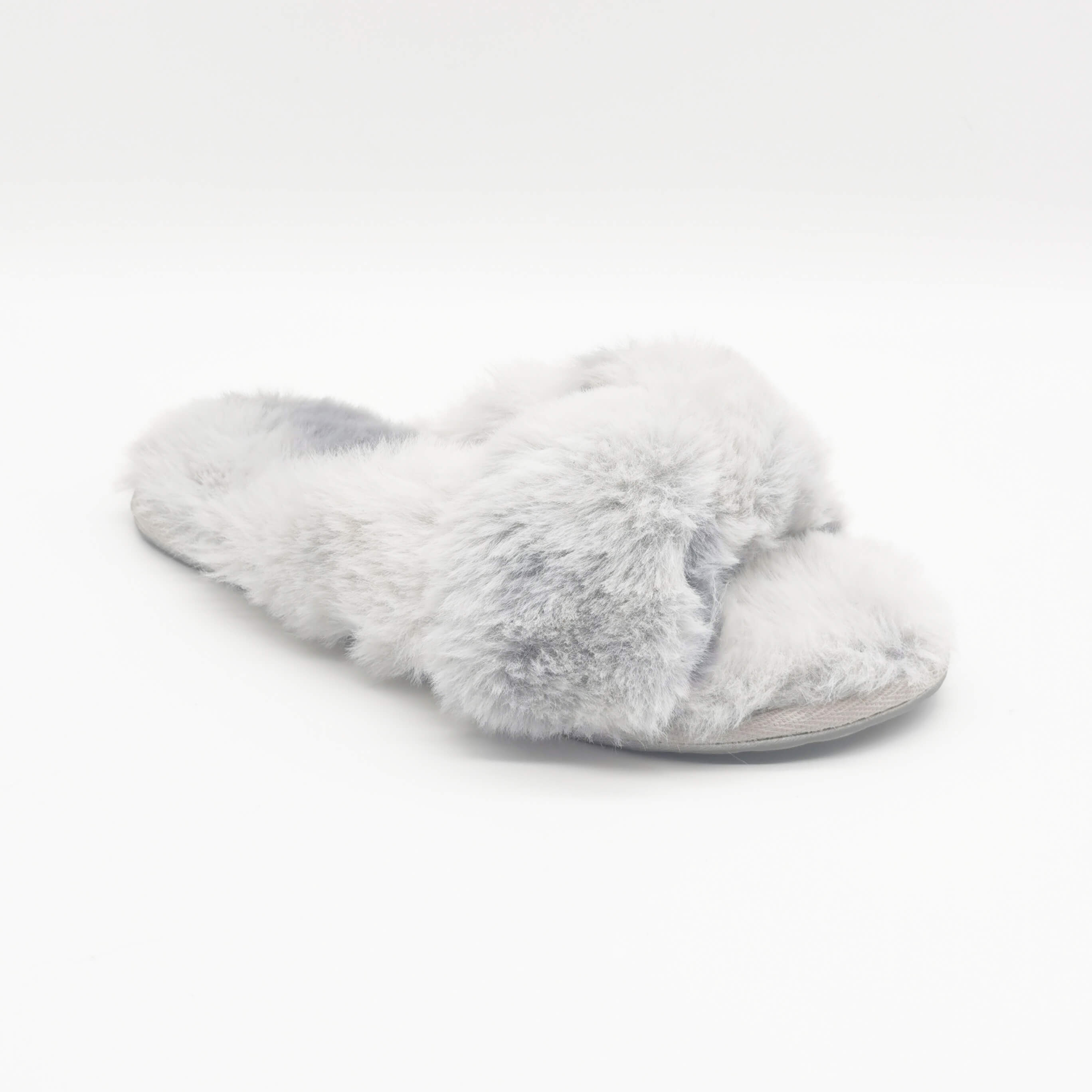 Winter women's fluffy fur indoor cross-band slippers