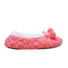 Cozy fleece lining knitted fabric ladies' ballerina slipper with pom poms