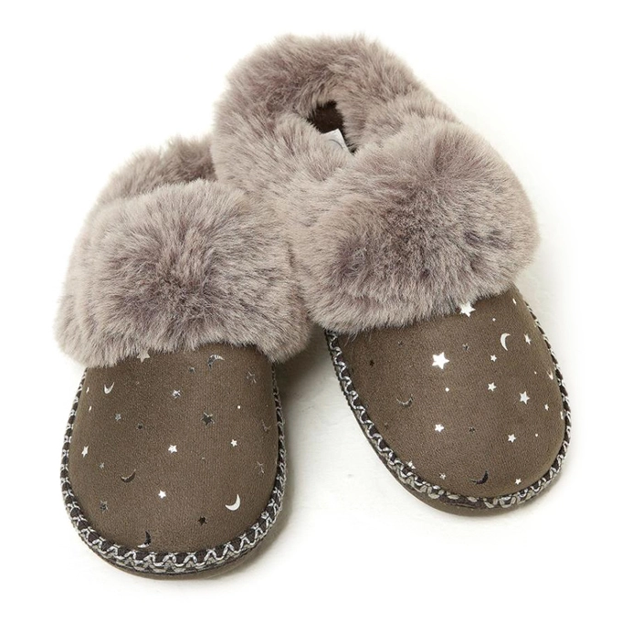 Lady TPR faux fur foil suede fabric house slippers