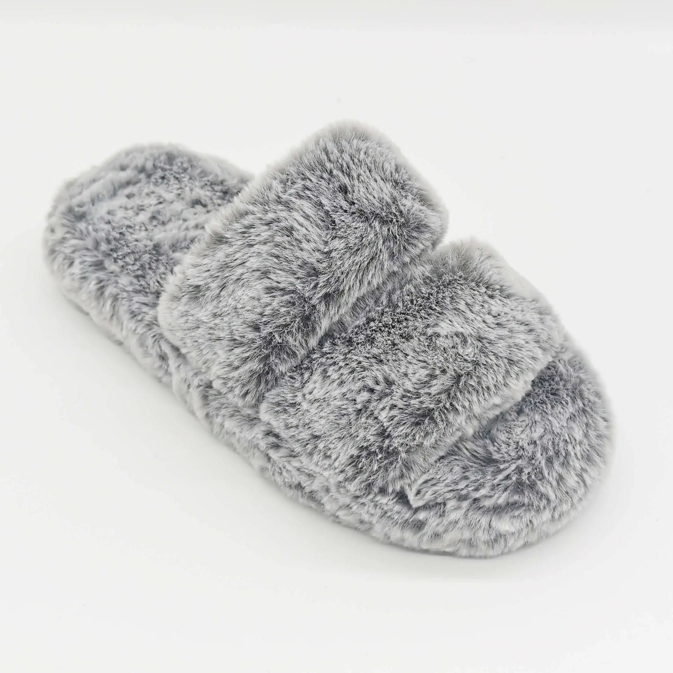  Women's faded faux fur indoor slippers 