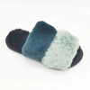 Green faux fur cozy warm home slippers for women