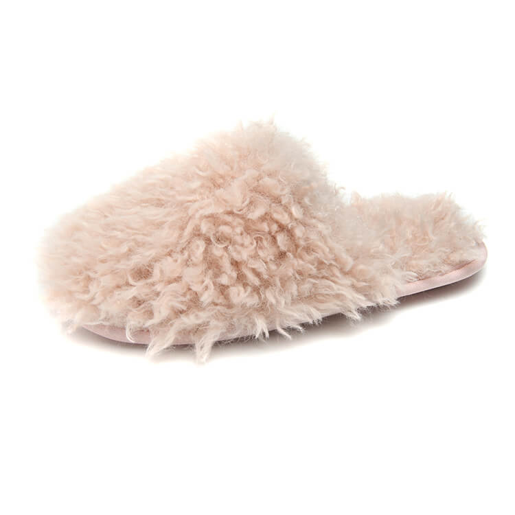 Warm colorful teddy fur indoor slipper for women