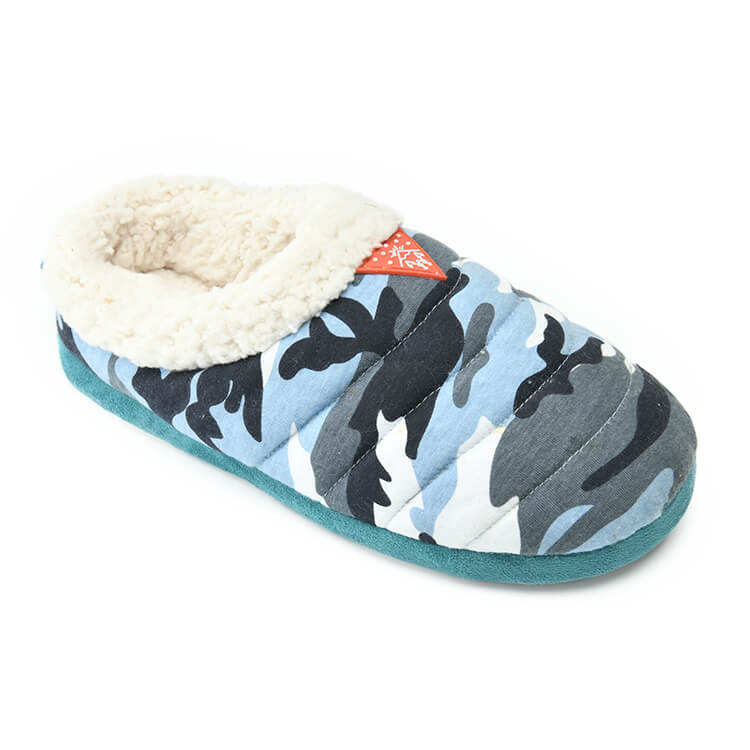 Men's winter soft cozy printed jersey home slippers