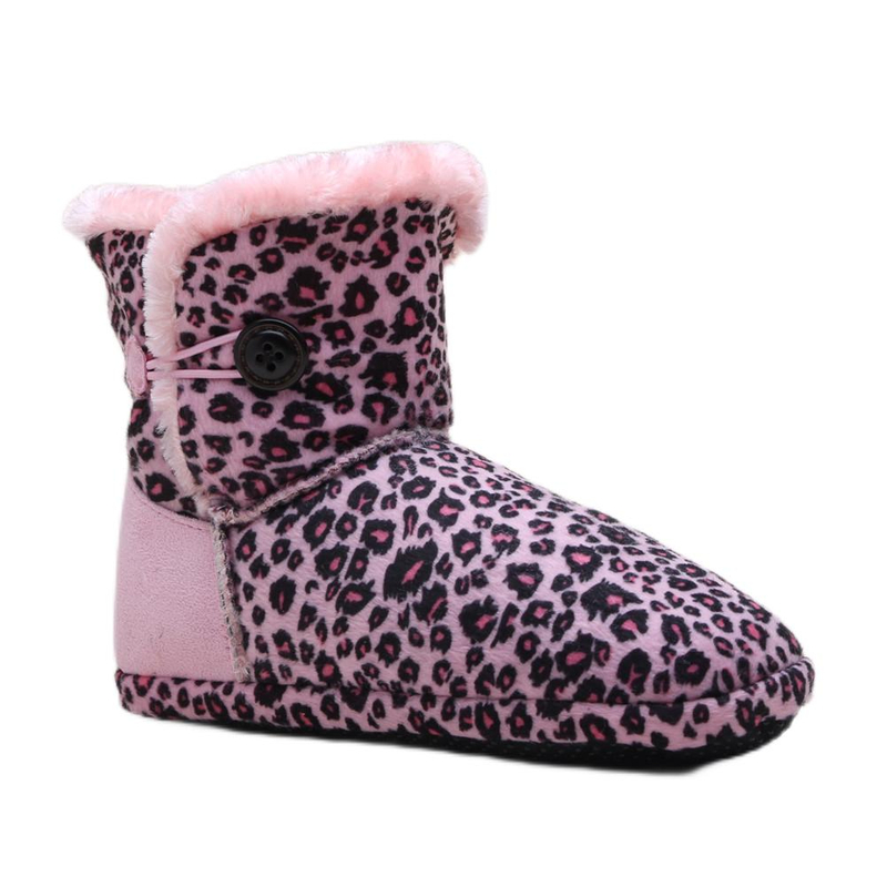 Leopard grain pattern buttons design indoor women's boots