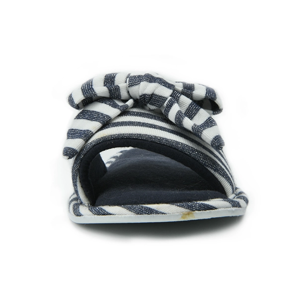 Fashion stripe jersey bow house slippers