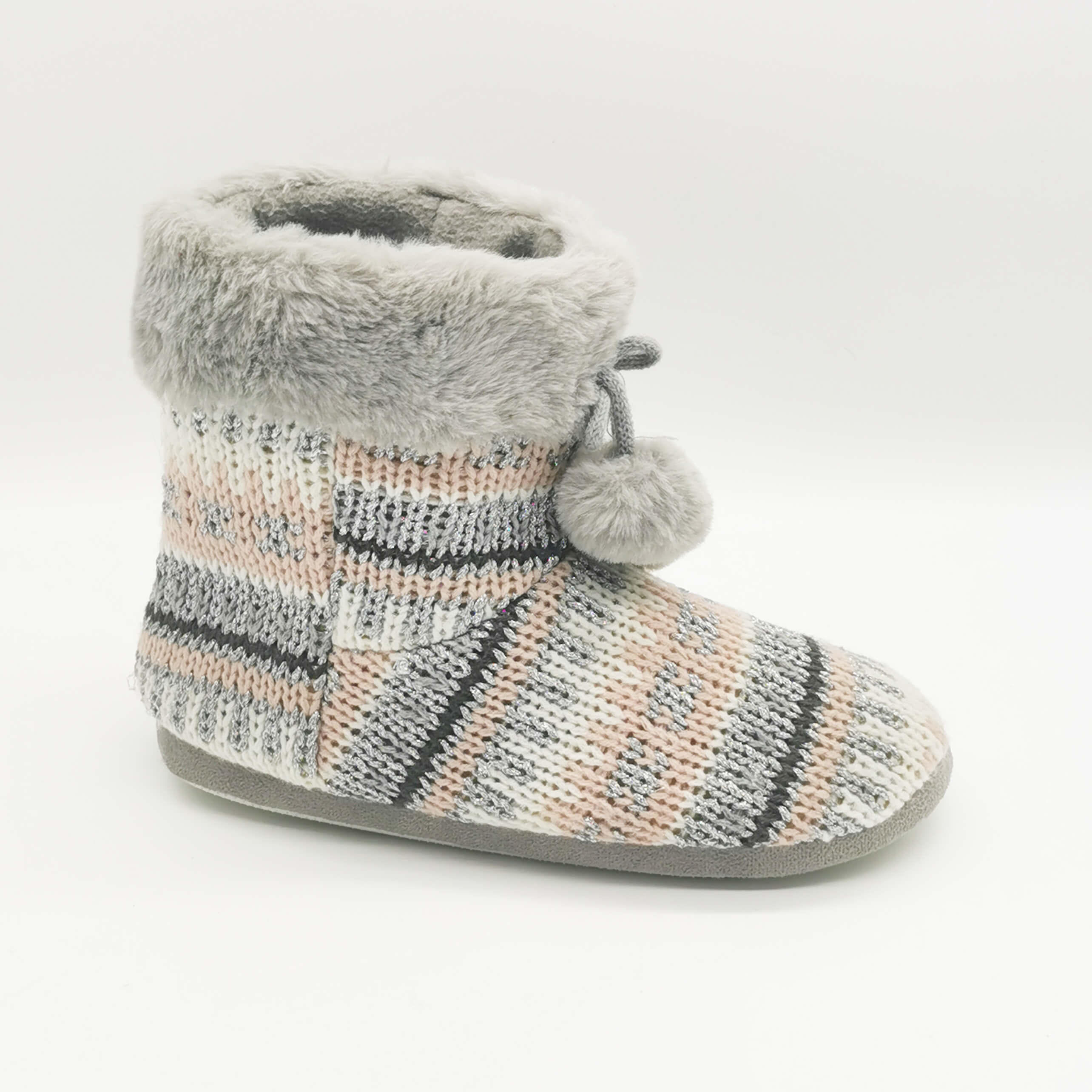 Women's knitted fabric upper with warm plush lining boot