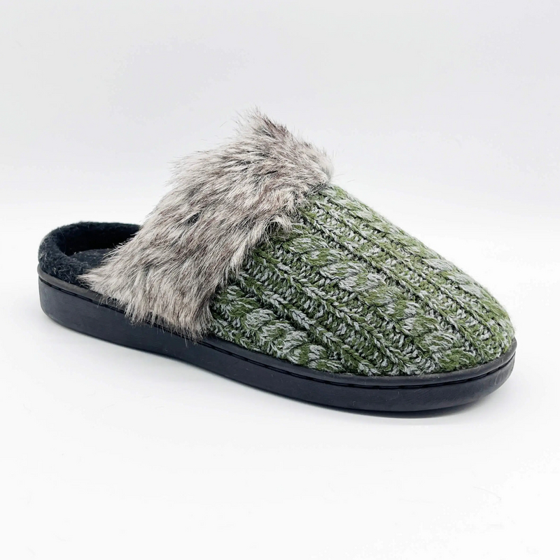 Knitted fabric furry women's winter slipper