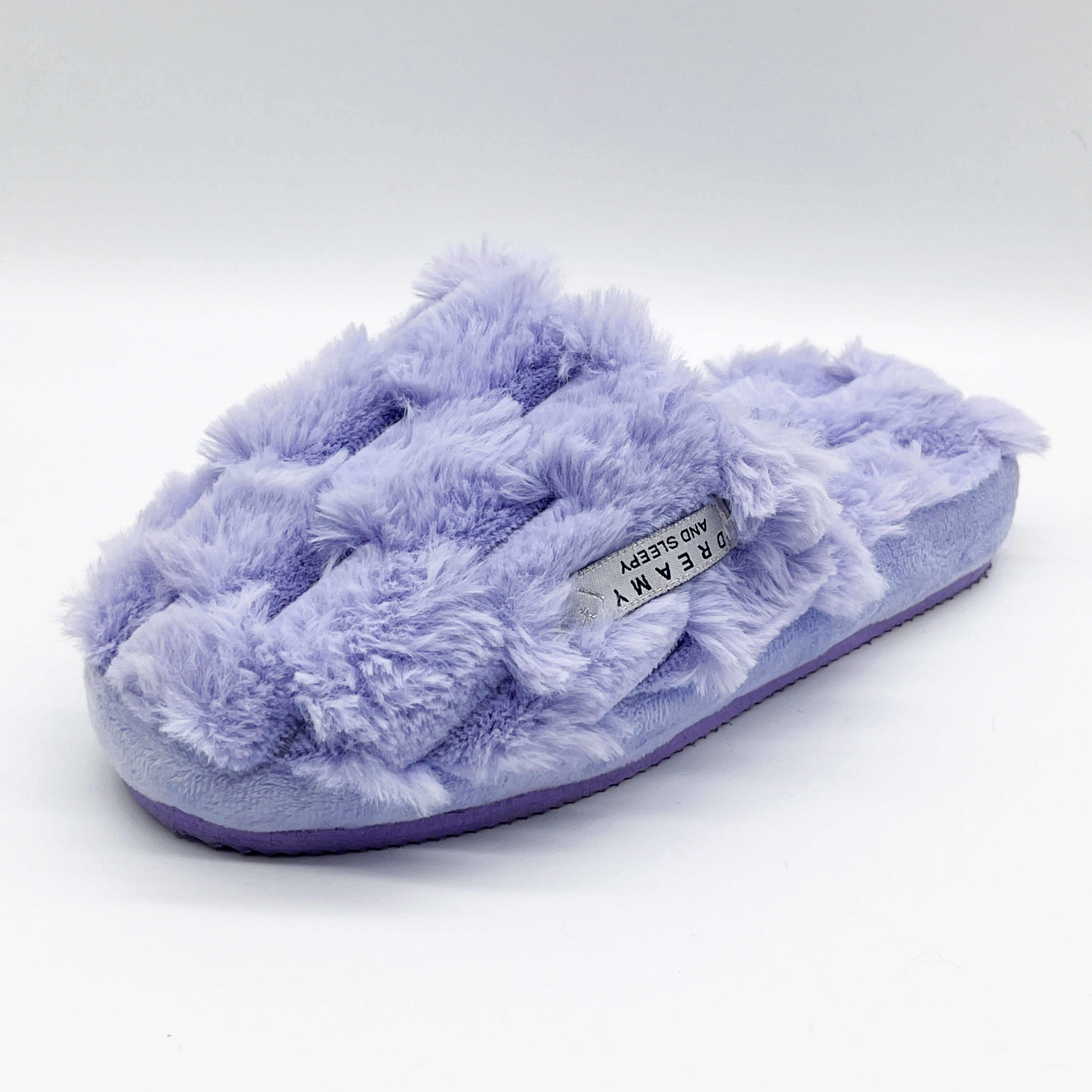 Light purple faux fur slipper with EVA sole