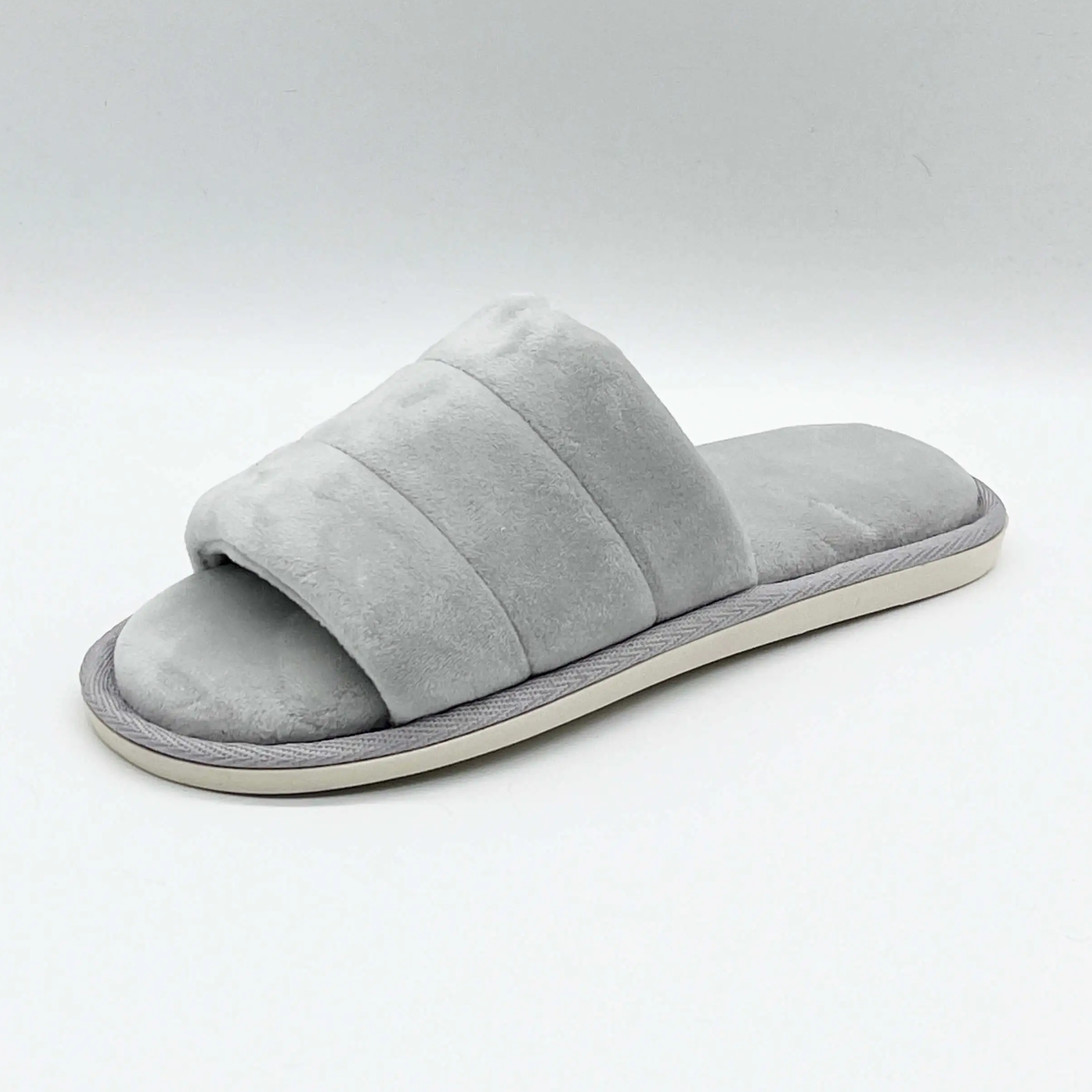 Soft open toe cozy plush daily-use house slippers for ladies