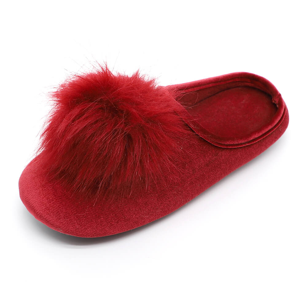 Good price rubber sole pompom indoor women slippers