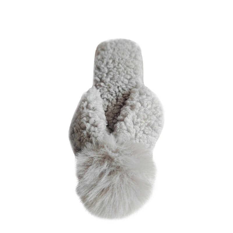 Flip flops home slippers for women with pom-pom