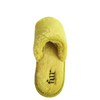 Yellow faux rabbit fur embroidered logo spa slippers