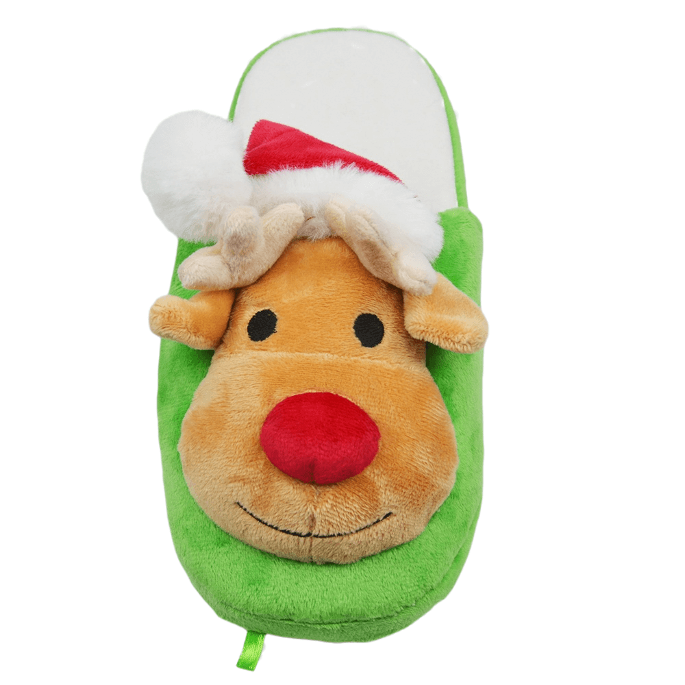 Vivid elk house slippers at Christmas