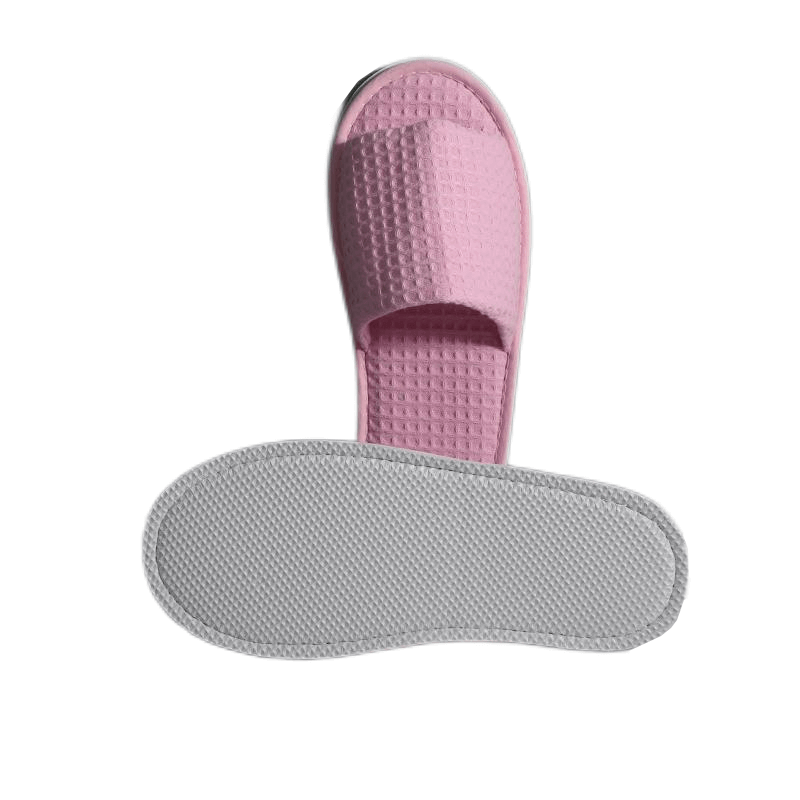 Pink waffle indoor hotel slippers for girls