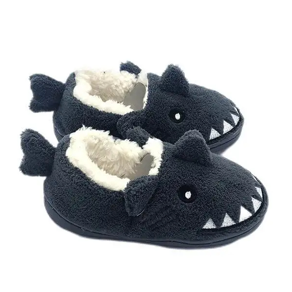 Manufacturer coral fleece shark boys casual slipper