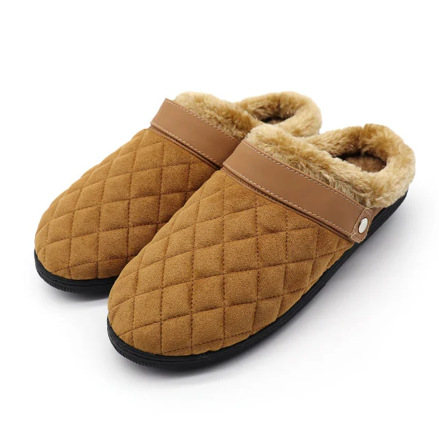 Suede fabric outdoor indoor machine washable plush men slipper