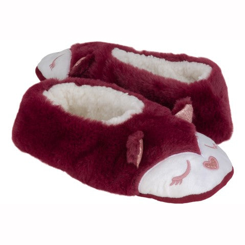 Ladies fox faux fur pull-on slipper socks with 3d ears