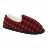 Ladies quilted buffalo plaid scuff with faux fur lining slipper