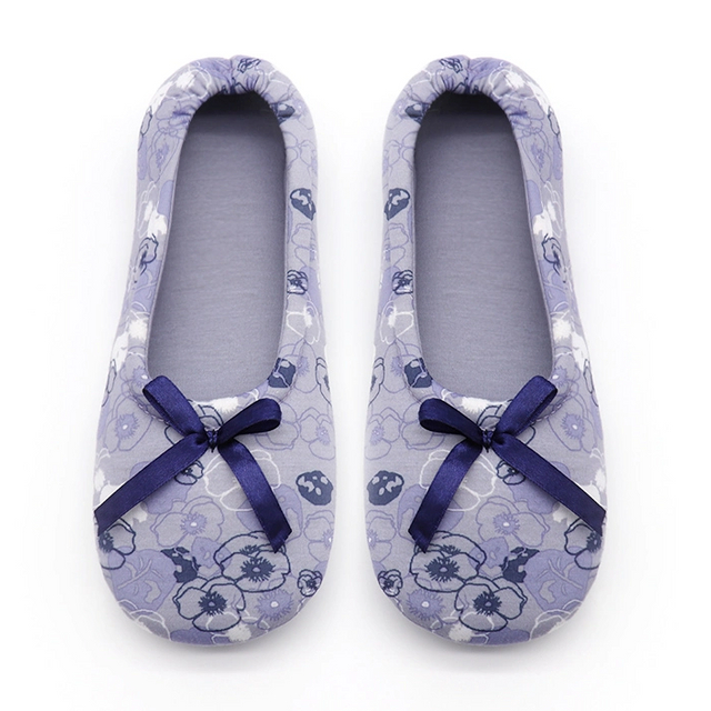 Home bow super soft non-slip printing bedroom ballet slippers