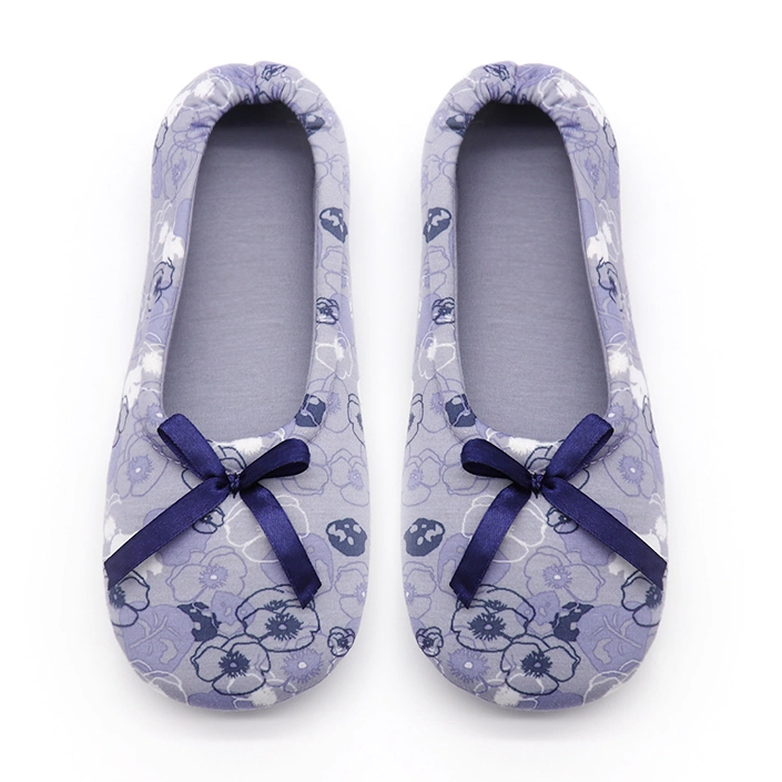 Home bow super soft non-slip printing bedroom ballet slippers