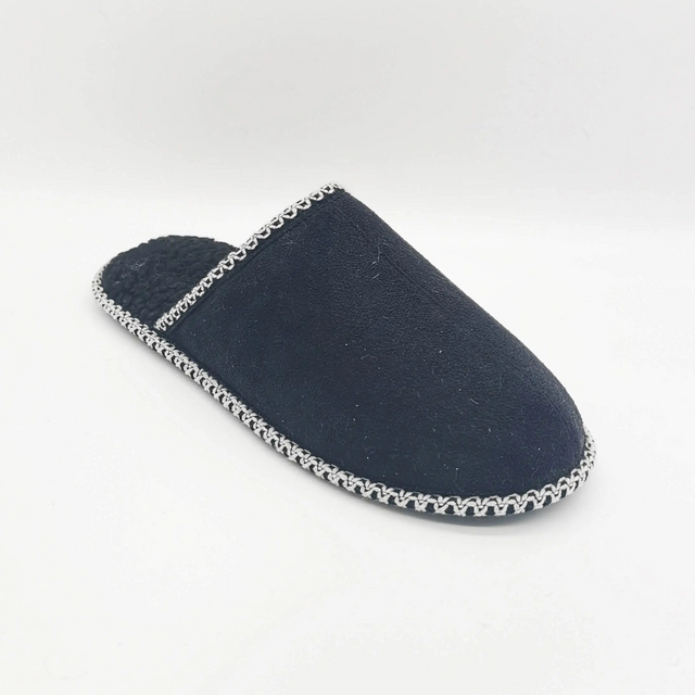 Black cozy warm home slippers for women