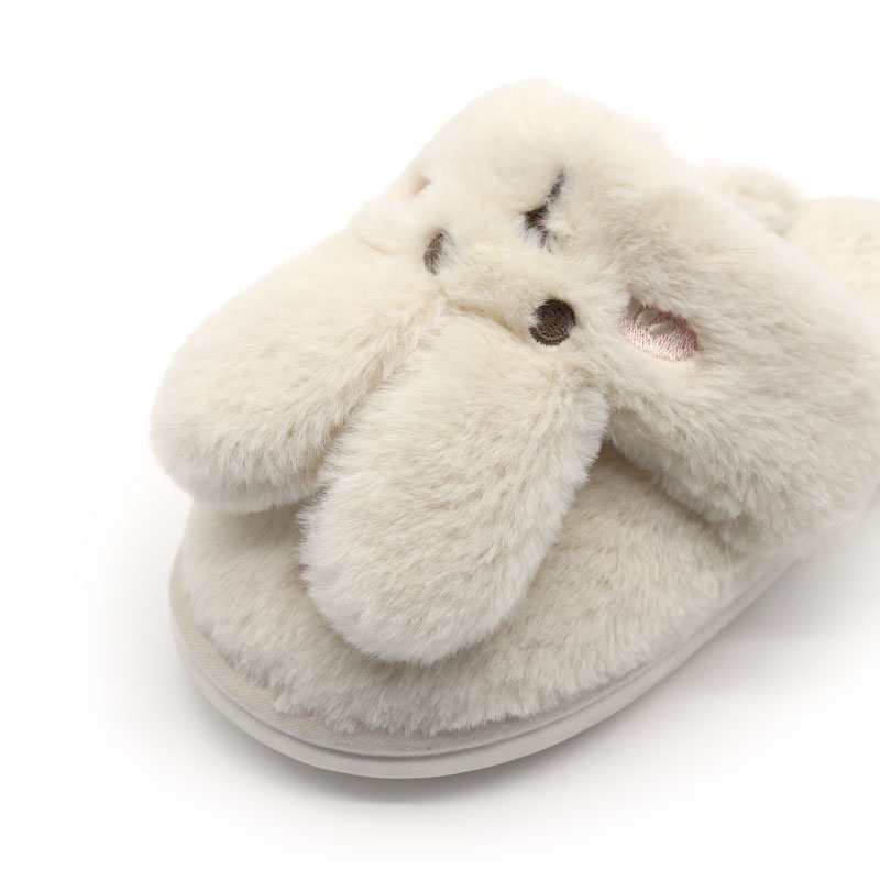 Winter rabbit warm non-slip plush furry slippers for women