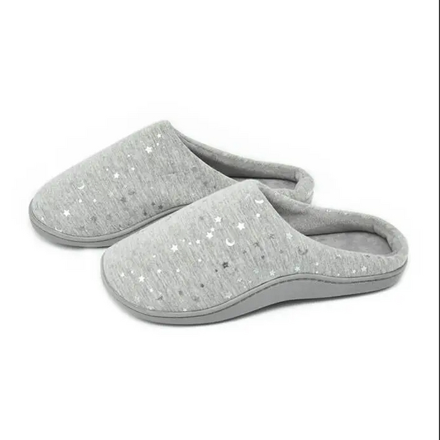 Glitter Silver Star Printed Jersey Comfortable Slippers