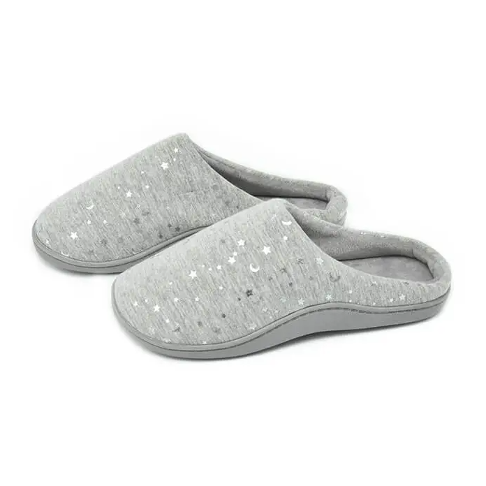 Glitter Silver Star Printed Jersey Comfortable Slippers