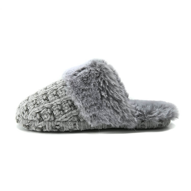 Luxury chenille knitted fluffy indoor slippers