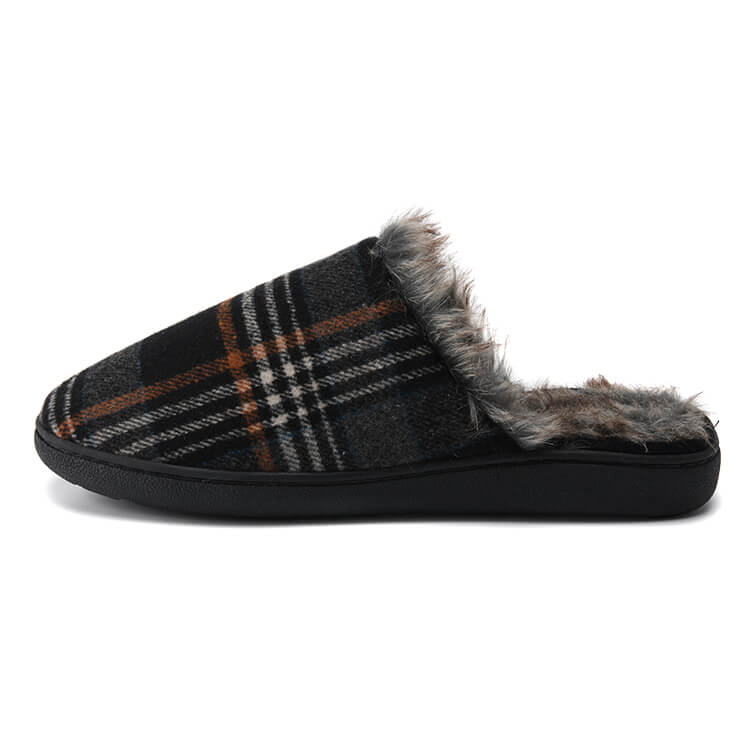 Classic comfortable check tweed slip on house slipper