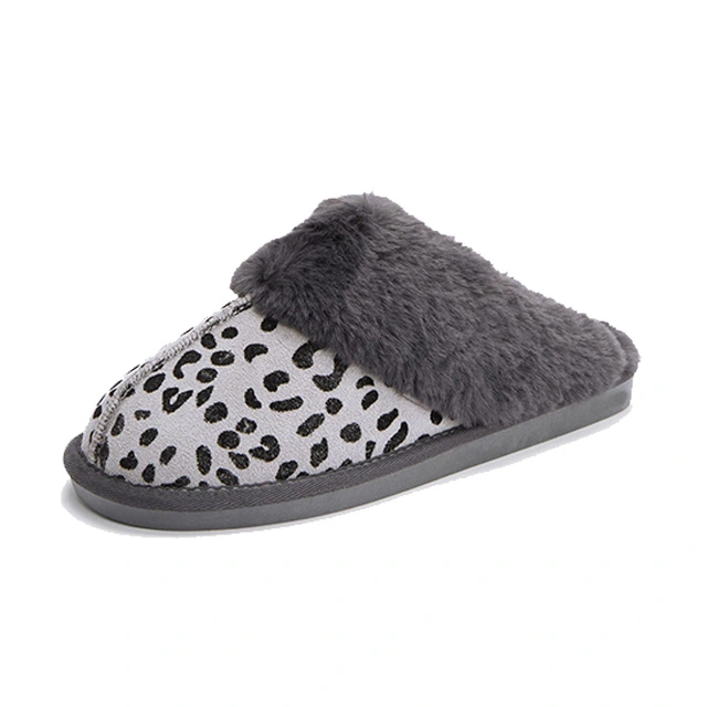 EVA sole leopard print fluffy indoor slippers