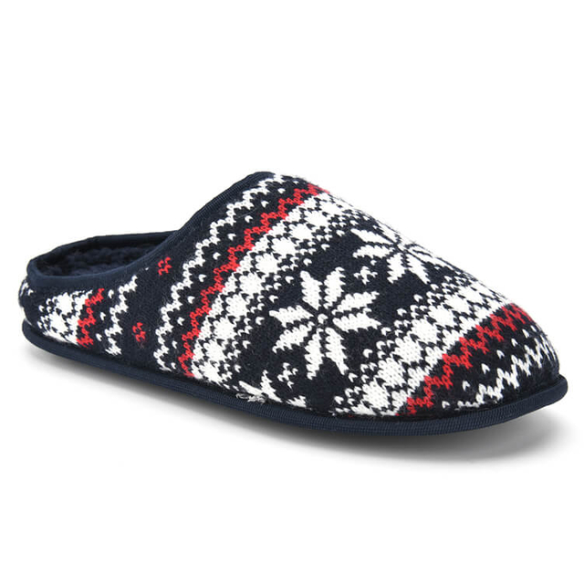 Snowflake maple jacquard knit pattern slippers for men