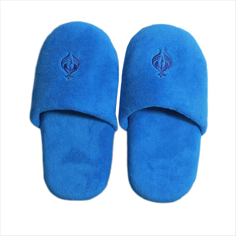 Comfortable blue coral fleece hotel slippers