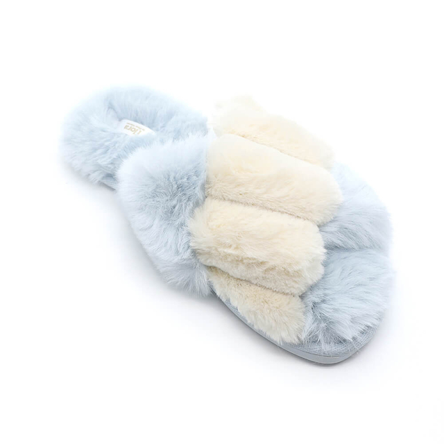 New warm fluffy fur cross female slippers