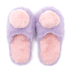 Cute custom size home autumn and winter warm fur ball children′s slippers 