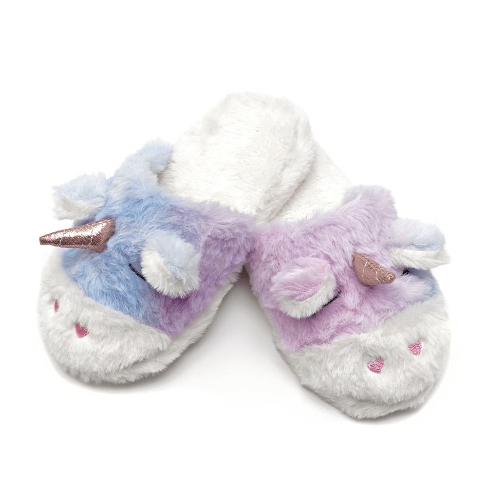 Cute Faux Fur Unicorn Kids Indoor Slippers