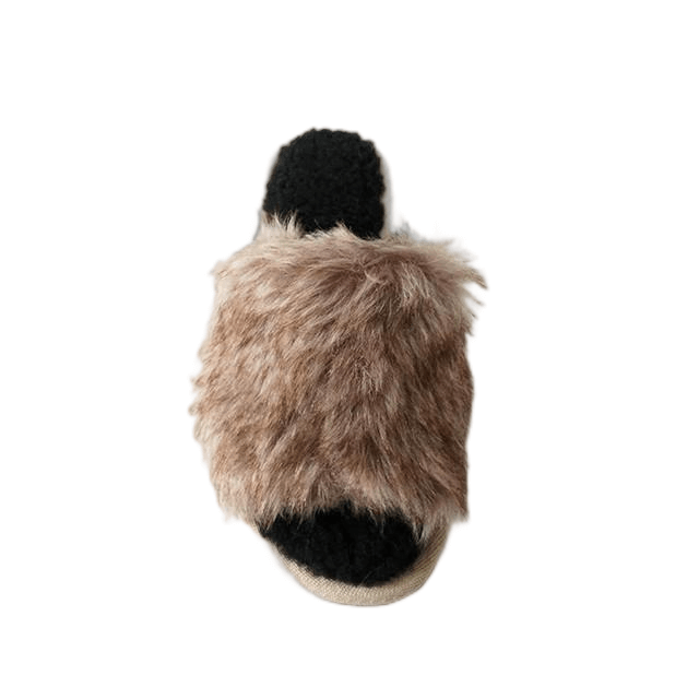 Open toe faux fur house slippers