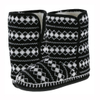 Ladies black and white diamond knitted slipper boot