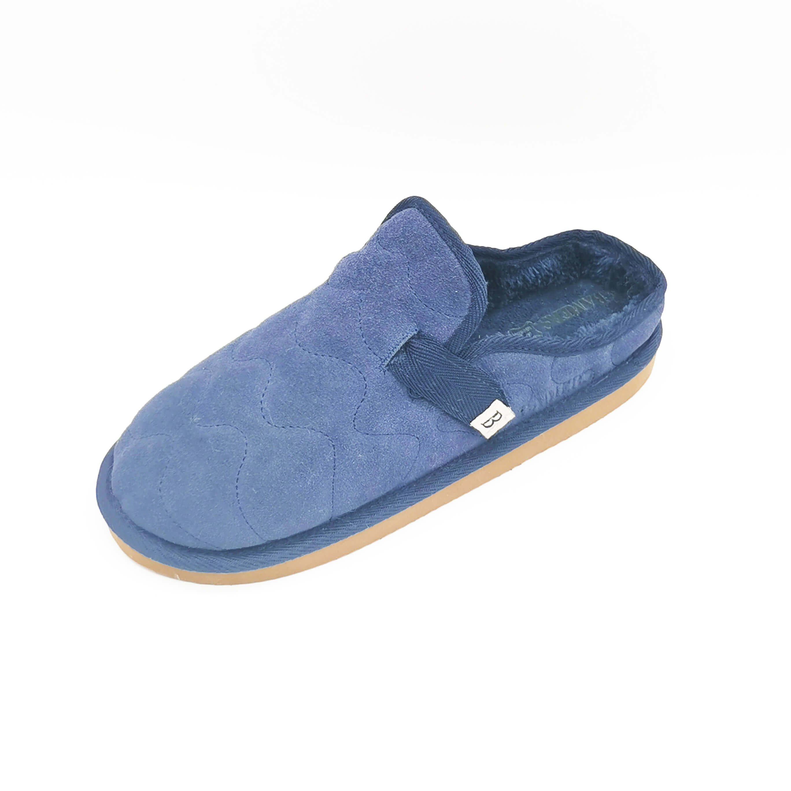 Blue polyester unisex indoor TPR sole durable warm lining slippers